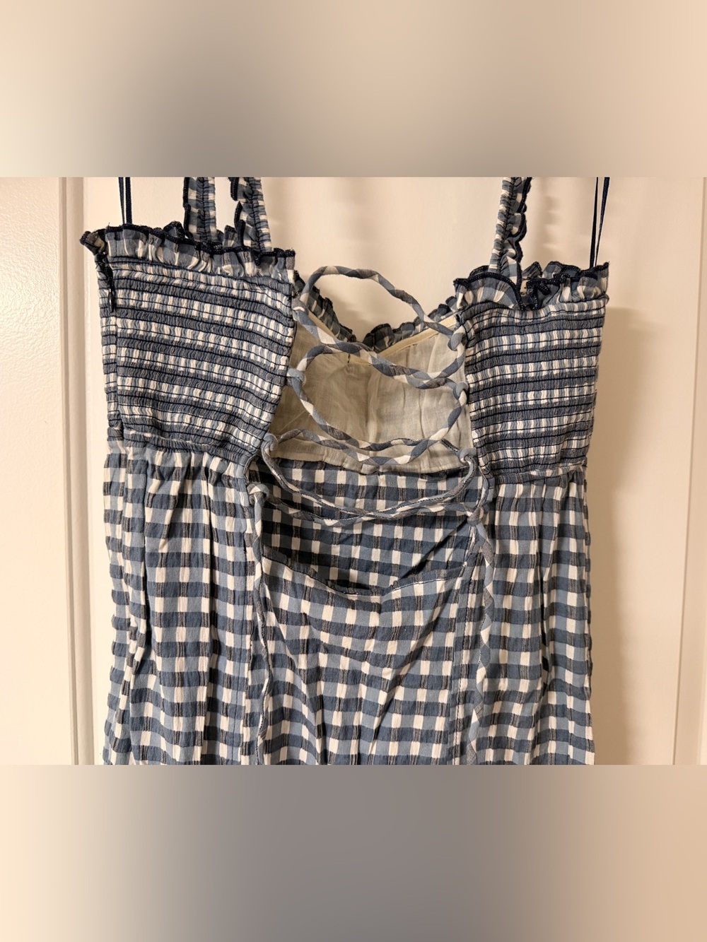 NWT Free People Lucinda Stretch Cotton Dress - Gingham Check - Sz Large - Picture 8 of 12
